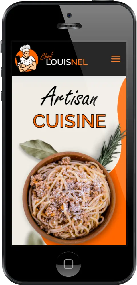 Chef Louis Nel website on a mobile
