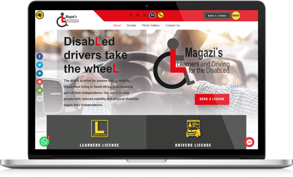 Magazi Disaled Driving website on a laptop