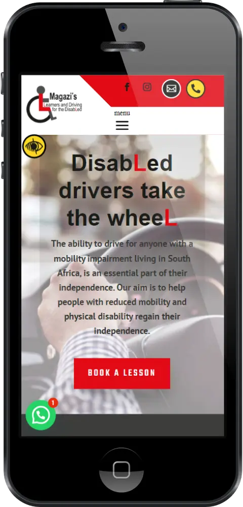 Magazi Disaled Driving website on a mobile